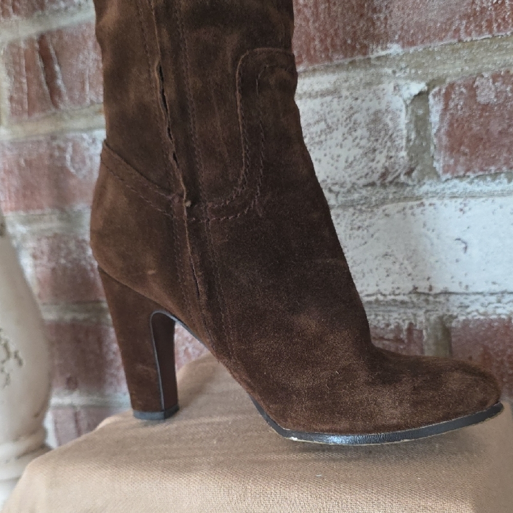 Brown Suede Knee-High Boots - Picture 4 of 16